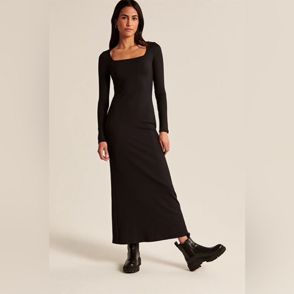Abercrombie Long-Sleeve Knit Squareneck Maxi Dress